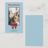 Merry Christmas Personalized Note Card | Red Bow Notitiekaartje (Voorkant / Achterkant)