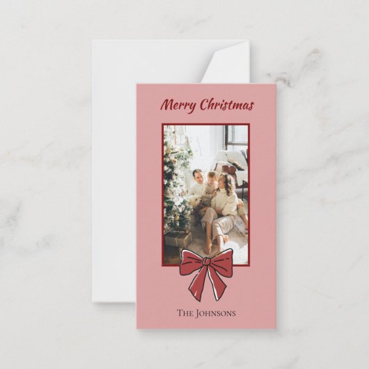 Merry Christmas Personalized Note Card | Red Bow Notitiekaartje (Voorkant)