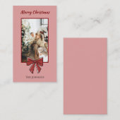 Merry Christmas Personalized Note Card | Red Bow Notitiekaartje (Voorkant / Achterkant)