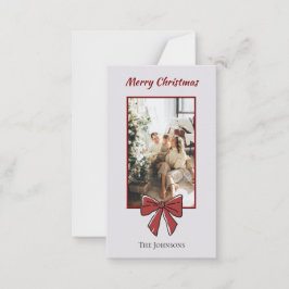 Merry Christmas Personalized Note Card | Red Bow Notitiekaartje