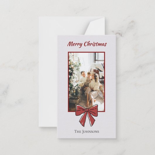 Merry Christmas Personalized Note Card | Red Bow Notitiekaartje (Voorkant)
