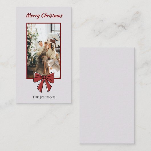 Merry Christmas Personalized Note Card | Red Bow Notitiekaartje (Voorkant / Achterkant)