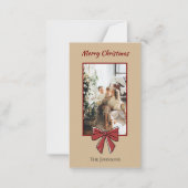 Merry Christmas Personalized Note Card | Red Bow Notitiekaartje (Voorkant)