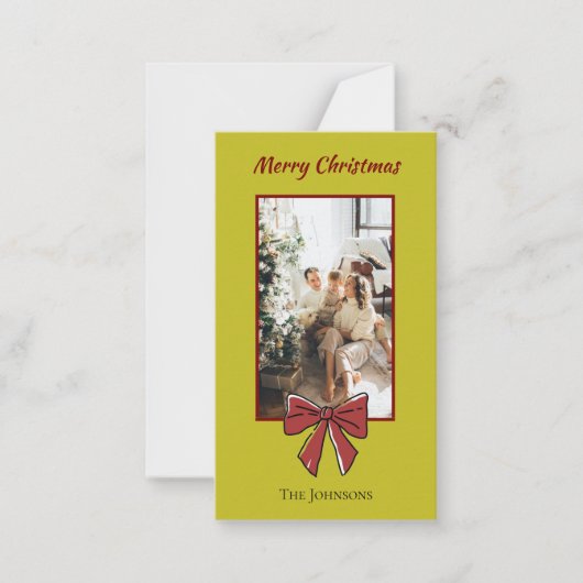 Merry Christmas Personalized Note Card | Red Bow Notitiekaartje (Voorkant)