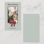 Merry Christmas Personalized Note Card | Red Bow Notitiekaartje (Voorkant / Achterkant)