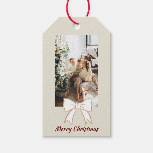 Merry Christmas Personalized Photo Gift Tag Cadeaulabel (Voorkant)