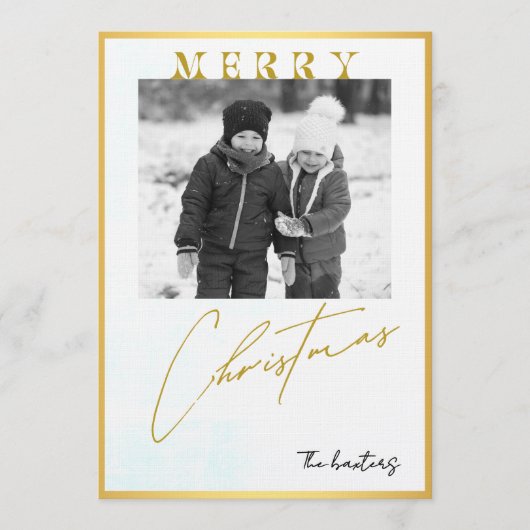 Merry Christmas Personalized Photo Holiday Kaart (Voorkant)