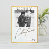 Merry Christmas Personalized Photo Holiday Kaart (Staand voorkant)