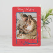 Merry Christmas Personalized Photo Holiday Kaart (Staand voorkant)