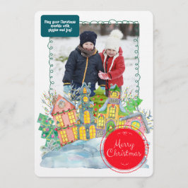 Merry Christmas Personalized Photo Holiday Kaart