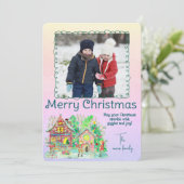 Merry Christmas Personalized Photo Holiday Kaart (Staand voorkant)