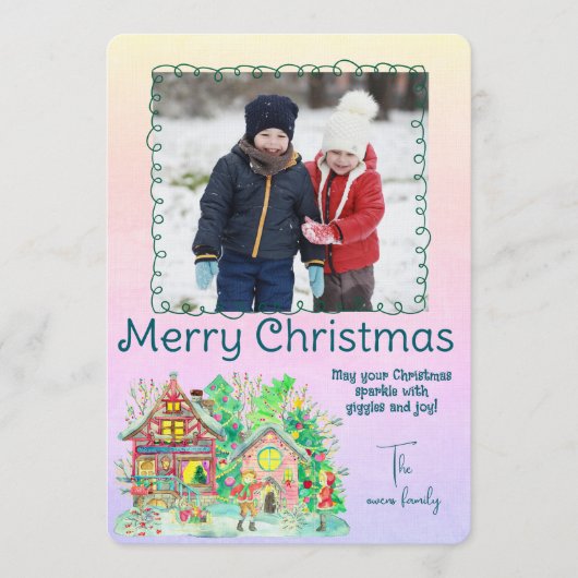 Merry Christmas Personalized Photo Holiday Kaart (Voorkant)