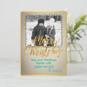 Merry Christmas Personalized Photo Holiday Kaart (Staand voorkant)
