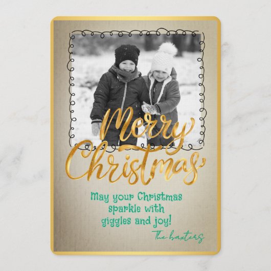 Merry Christmas Personalized Photo Holiday Kaart (Voorkant)