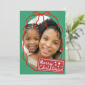 Merry Christmas Personalized Photo Holiday Kaart (Staand voorkant)
