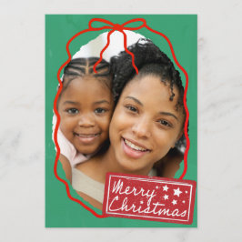 Merry Christmas Personalized Photo Holiday  Kaart