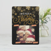 Merry Christmas Personalized Photo Holiday Kaart (Staand voorkant)