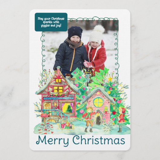 Merry Christmas Personalized Photo Holiday Kaart (Voorkant)