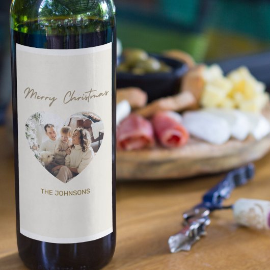 Merry Christmas Personalized Photo Wine Labels Wijn Etiket