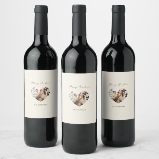 Merry Christmas Personalized Photo Wine Labels Wijn Etiket (Flessen)