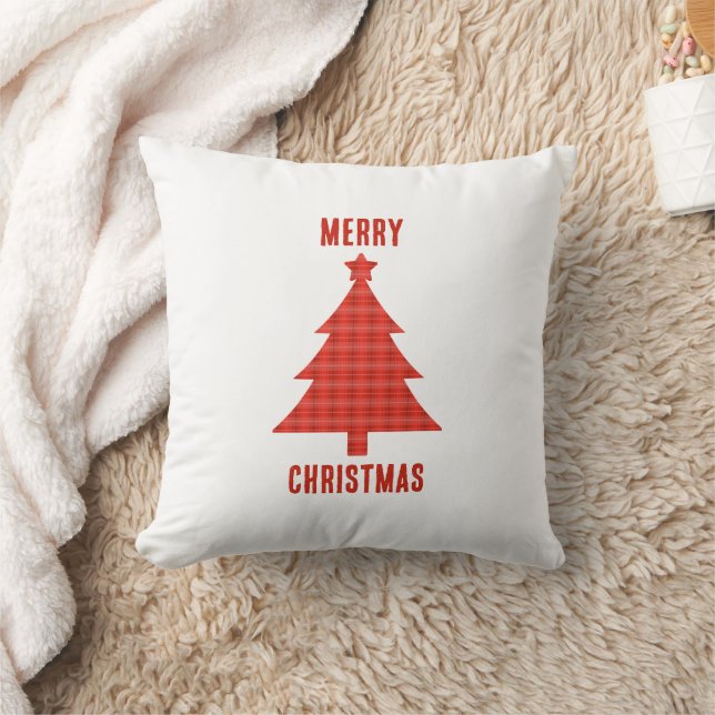Merry Christmas Personalized Red Plaid Kussen (Deken)