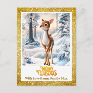 Merry Christmas Personised I Cute Baby Deer Feestdagenkaart
