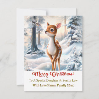 Merry Christmas Personised I Cute Baby Deer Feestdagenkaart
