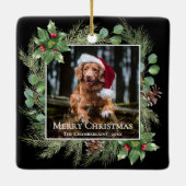 Merry Christmas Pet Photo Wreath  Keramisch Ornament (Achterkant)