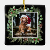 Merry Christmas Pet Photo Wreath  Keramisch Ornament (Voorkant)