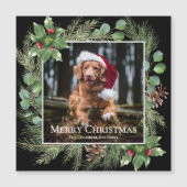 Merry Christmas Pet Photo Wreath Magnetic Card (Voorkant)