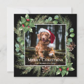 Merry Christmas Pet Photo Wreath Square Card (Voorkant)