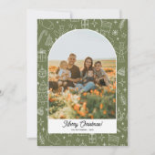 Merry Christmas Photo Arch, Fun Doodle Drawings Feestdagenkaart (Voorkant)