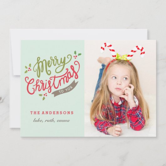 Merry Christmas Photo Card / Adabled / Cute Feestdagenkaart (Voorkant)
