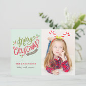 Merry Christmas Photo Card / Adabled / Cute Feestdagenkaart (Staand voorkant)