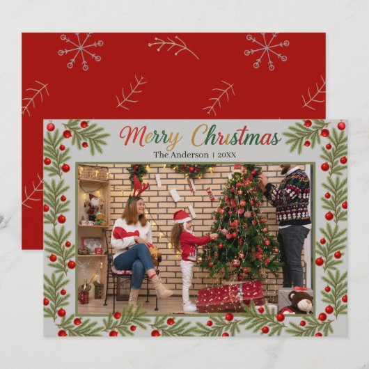 Merry Christmas Photo Card – Personalized Holiday  Bedankkaart (Voorkant / Achterkant)