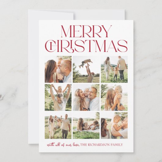 Merry Christmas Photo Collage Feestdagenkaart (Voorkant)