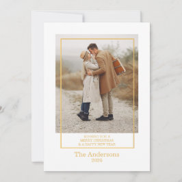 Merry Christmas Photo Collage Gold Holiday Card Kaart