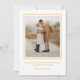 Merry Christmas Photo Collage Gold Holiday Card Kaart