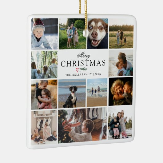 Merry Christmas Photo Collage Keramisch Ornament (Rechts)