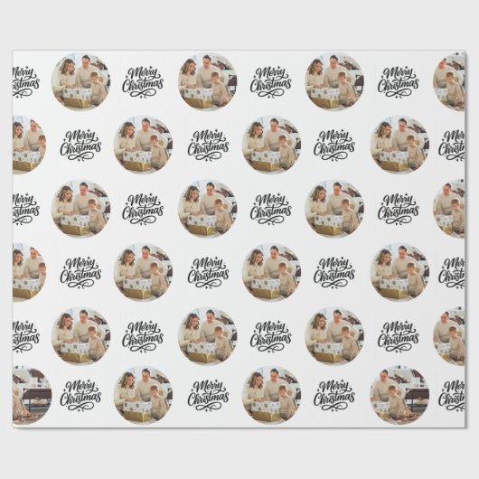Merry Christmas Photo Collage Personalized  Cadeaupapier (Vlak)