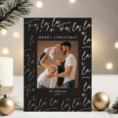 Merry Christmas Photo Elegant Script Real Silver Folie Feestdagenkaart