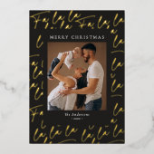 Merry Christmas Photo Handwritten Script Real Gold Folie Feestdagenkaart (Voorkant)