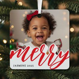 Merry Christmas Photo Holiday Metalen Ornament