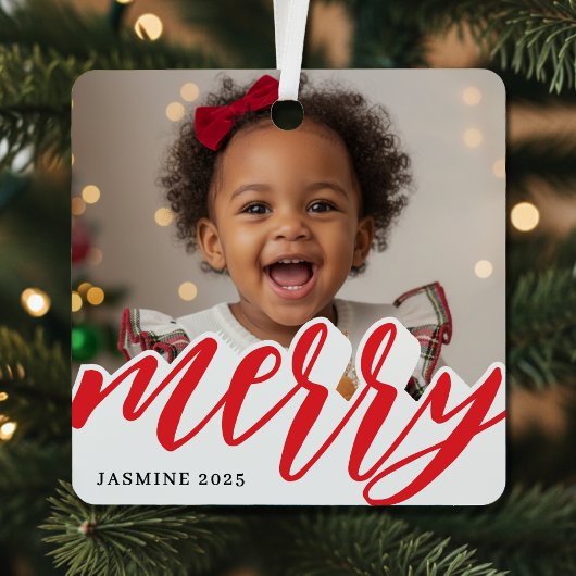 Merry Christmas Photo Holiday Metalen Ornament