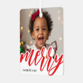 Merry Christmas Photo Holiday Metalen Ornament (Voorkant links)