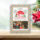 Merry Christmas Photo Memory Red Green Candy Cane Feestdagenkaart