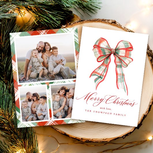 Merry Christmas Photo Red Green Feestdagenkaart