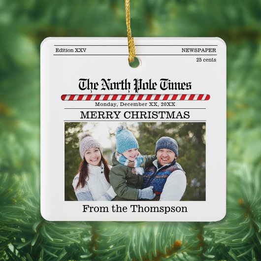 Merry Christmas Photo Typography Nieuwsbrief Keramisch Ornament