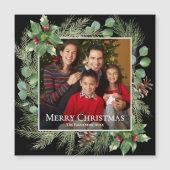Merry Christmas Photo Wreath Magnetic Card (Voorkant)