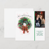 Merry Christmas Photo Wreath Watercolor Style Feestdagenkaart (Voorkant / Achterkant)